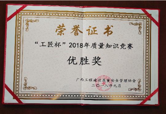 世界杯集团有限公司
喜获全区“工匠杯”2018年质量知识竞赛佳绩